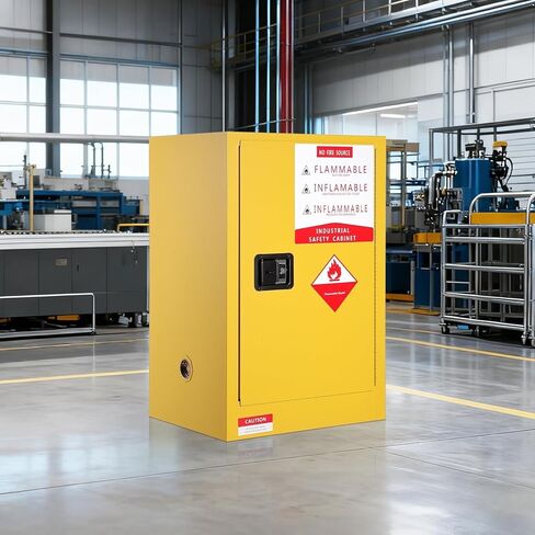 40 Gal Flammable Safety Cabinet, 65" x 23" x 18" Cold-Rolled Steel Hazardous Storage Cabinets Industrial Flammable Liquid Storage with Adjustable Shelves, Fireproof Double-Wall Design, Auto Close Door in Kuwait
