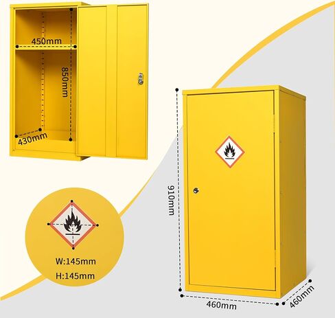 Flammable Safety Cabinet, 35" x 18" x 18" Flammable Cabinet with Adjustable Shelf, Galvanized Steel Fire Cabinets, Hazardous Chemical Storage for Garage, Lab, Industrial Use in Kuwait