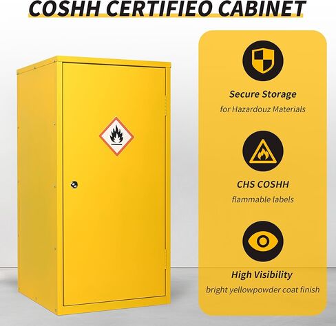 Flammable Safety Cabinet, 35" x 18" x 18" Flammable Cabinet with Adjustable Shelf, Galvanized Steel Fire Cabinets, Hazardous Chemical Storage for Garage, Lab, Industrial Use in Kuwait