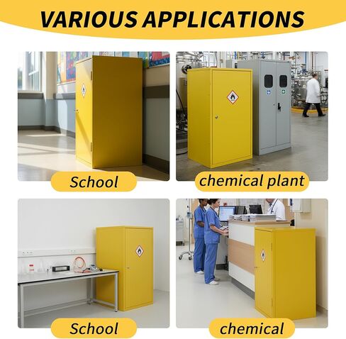 Flammable Safety Cabinet, 35" x 18" x 18" Flammable Cabinet with Adjustable Shelf, Galvanized Steel Fire Cabinets, Hazardous Chemical Storage for Garage, Lab, Industrial Use in Kuwait