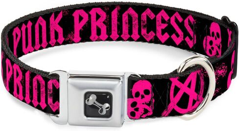 Dog Collar Seatbelt Buckle Punk Princess Black Fuchsia 16 to 23 Inches 1.5 Inch Wide, Multicolor in Saudi Arabia