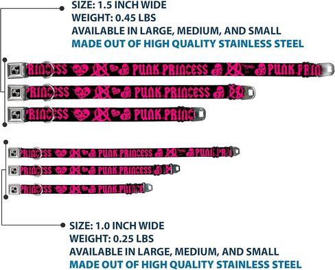 Dog Collar Seatbelt Buckle Punk Princess Black Fuchsia 16 to 23 Inches 1.5 Inch Wide, Multicolor in Saudi Arabia