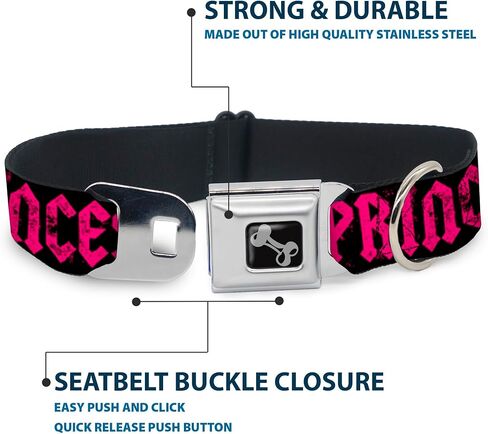 Dog Collar Seatbelt Buckle Punk Princess Black Fuchsia 16 to 23 Inches 1.5 Inch Wide, Multicolor in Saudi Arabia