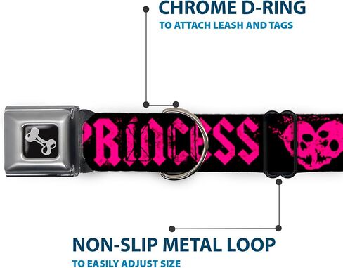 Dog Collar Seatbelt Buckle Punk Princess Black Fuchsia 16 to 23 Inches 1.5 Inch Wide, Multicolor in Saudi Arabia