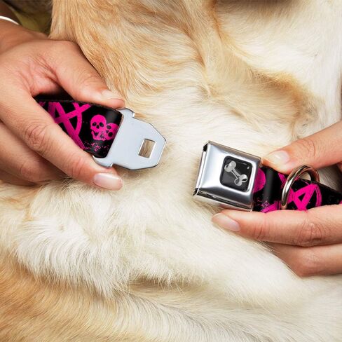 Dog Collar Seatbelt Buckle Punk Princess Black Fuchsia 16 to 23 Inches 1.5 Inch Wide, Multicolor in Saudi Arabia