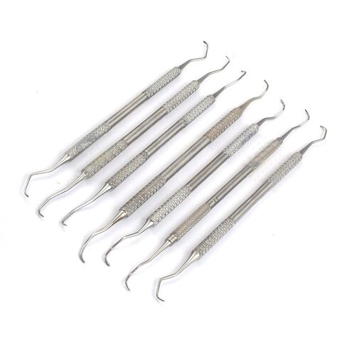 Dental PERIODONTAL Gracey CURETTES 1/2 3/4 5/6 7/8 9/10 11/12 13/14 Double Ended Set of 7 Stainless Steel Handles in Saudi Arabia