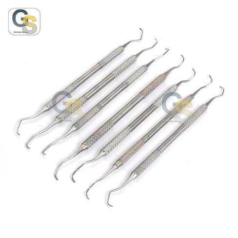 Dental PERIODONTAL Gracey CURETTES 1/2 3/4 5/6 7/8 9/10 11/12 13/14 Double Ended Set of 7 Stainless Steel Handles in Saudi Arabia