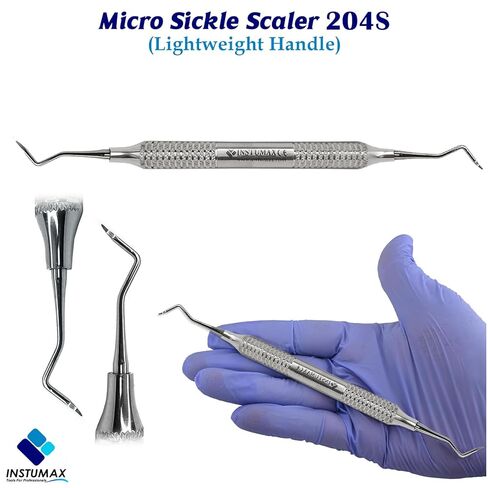 قشارة منجل الأسنان 204S - أداة احترافية لإزالة حساب التفاضل والتكامل للأسنان الخلفية - الفولاذ المقاوم للصدأ، نقطة دقيقة، قابلة للتعقيم - مستلزمات الصحة وطبيب الأسنان in Kuwait