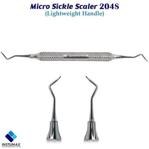 قشارة منجل الأسنان 204S - أداة احترافية لإزالة حساب التفاضل والتكامل للأسنان الخلفية - الفولاذ المقاوم للصدأ، نقطة دقيقة، قابلة للتعقيم - مستلزمات الصحة وطبيب الأسنان in Kuwait