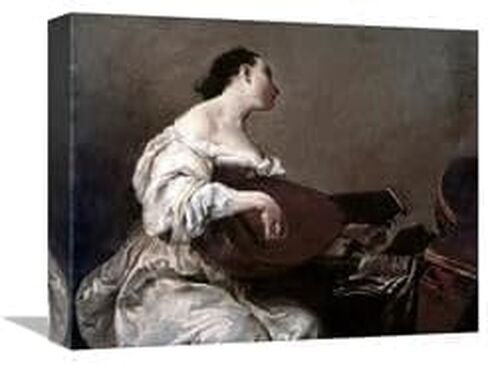 16 in. Woman Playing a Lute Art Print - Giuseppe Maria Crespi in Kuwait