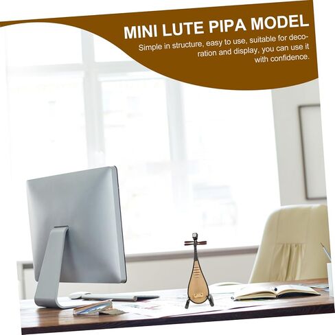 1pc Mini Lute Pipa Model with Stand Unique Home Decor Photography Prop Lightweight Musical Instrument Ornament for Friends Family in Kuwait