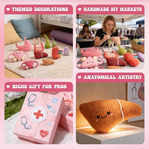 Crochet Anatomical Liver (Large) - Handmade Emotional Support Art, Unique Educational Tool, Positive Gift for Health & Wellness, Home & Office Décor in Kuwait