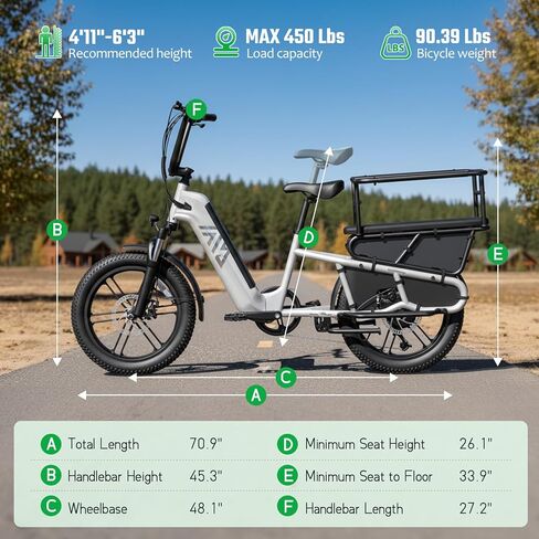 دراجة كهربائية TST للبالغين، محرك ذروة 1500 واط مع بطارية قابلة للإزالة 48 فولت 15 أمبير في الساعة 28 ميل في الساعة 60 ميل 20 بوصة دراجة كهربائية بإطارات سميكة، رف خلفي، 7 سرعات، دراجة كهربائية سهلة الاستخدام in Kuwait