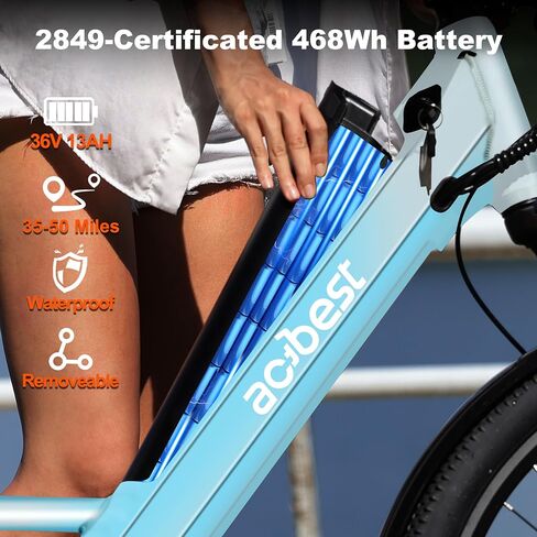 ACTBEST Core Electric Bike for Adults - 468Wh Removable Battery, 26 inch Step Thru Electric Bicycle, Peak 750W Brushless Motor Cityrun Ebike, with 7 Speed, Up to 50 Miles, E-Bikes in Saudi Arabia