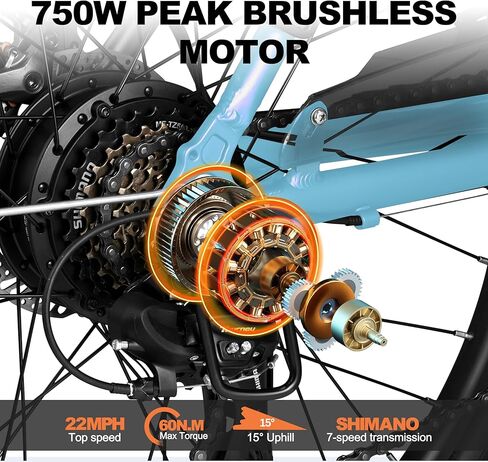 ACTBEST Core Electric Bike for Adults - 468Wh Removable Battery, 26 inch Step Thru Electric Bicycle, Peak 750W Brushless Motor Cityrun Ebike, with 7 Speed, Up to 50 Miles, E-Bikes in Saudi Arabia