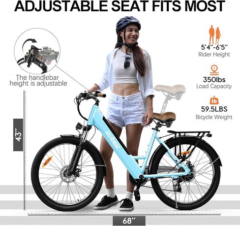 ACTBEST Core Electric Bike for Adults - 468Wh Removable Battery, 26 inch Step Thru Electric Bicycle, Peak 750W Brushless Motor Cityrun Ebike, with 7 Speed, Up to 50 Miles, E-Bikes in Saudi Arabia