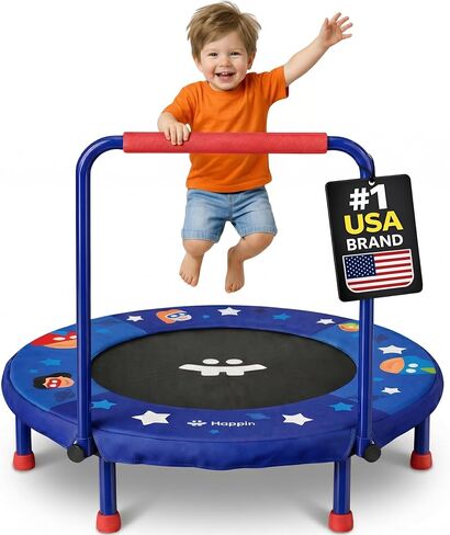 Happin® 36 "Mini Toddler Toddler Trampoline للأطفال الذين يعانون من مقبض قابل للتعديل ، وأطفال خالين من الضوضاء Trampoline Iddo in Kuwait