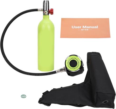 Scuba Diving Valve Set, Aviation Aluminum Oxygen Cylinder 1L, Green - Explosion - Proof Safety, Accurate Pressure Gauge, Ideal Scuba Diving Accessories Silicone Necklace Compleme in Kuwait