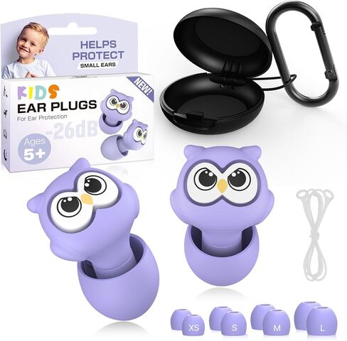 سدادات أذن للأطفال لحماية الأذن للأطفال بعمر 5 سنوات فما فوق، للبالغين والأذنين الصغيرة، 4 أطراف من السيليكون مع سلك أمان، سدادات أذن لتقليل الضوضاء 26 ديسيبل للمدرسة والطائرة والسفر والحفلات الموسيقية وحساسية الضوضاء in Kuwait
