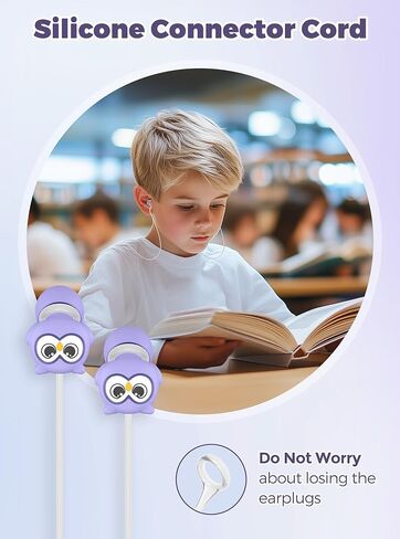 سدادات أذن للأطفال لحماية الأذن للأطفال بعمر 5 سنوات فما فوق، للبالغين والأذنين الصغيرة، 4 أطراف من السيليكون مع سلك أمان، سدادات أذن لتقليل الضوضاء 26 ديسيبل للمدرسة والطائرة والسفر والحفلات الموسيقية وحساسية الضوضاء in Kuwait