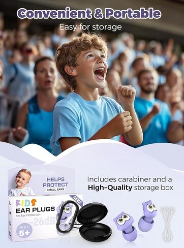 سدادات أذن للأطفال لحماية الأذن للأطفال بعمر 5 سنوات فما فوق، للبالغين والأذنين الصغيرة، 4 أطراف من السيليكون مع سلك أمان، سدادات أذن لتقليل الضوضاء 26 ديسيبل للمدرسة والطائرة والسفر والحفلات الموسيقية وحساسية الضوضاء in Kuwait