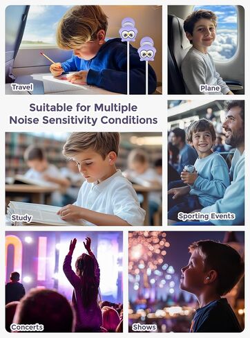 سدادات أذن للأطفال لحماية الأذن للأطفال بعمر 5 سنوات فما فوق، للبالغين والأذنين الصغيرة، 4 أطراف من السيليكون مع سلك أمان، سدادات أذن لتقليل الضوضاء 26 ديسيبل للمدرسة والطائرة والسفر والحفلات الموسيقية وحساسية الضوضاء in Kuwait