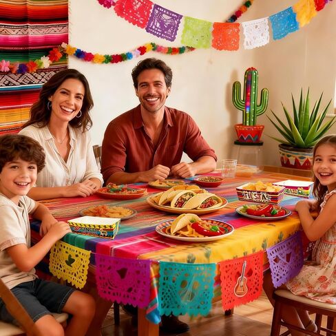 صواني الطعام الورقية المكسيكية، صواني تقديم سينكو دي مايو للاستعمال مرة واحدة، 60 قطعة، حاويات الوجبات الخفيفة، صواني هدايا الحفلات in Kuwait