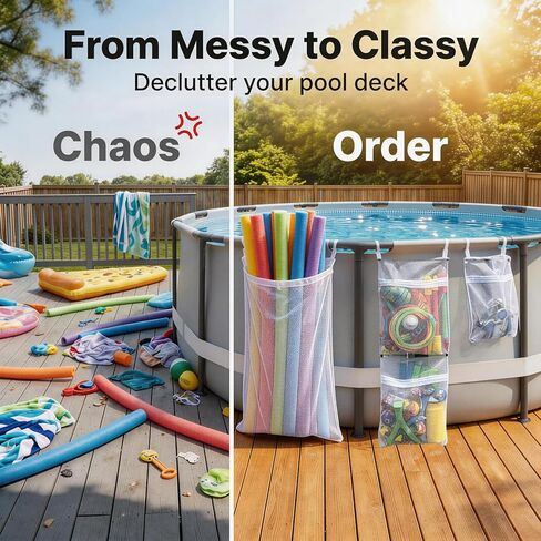 Poolside Perfection! 4-Pack Mesh Storage Bags for Toys, Pool Noodles, Vibrant Floats – Organize Your Swim Gear in Style! (3 pcs Small Zipper Bags & One Large Opening Bag) in Kuwait