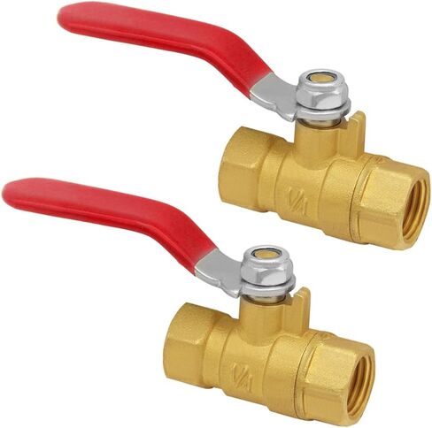 2PCS Brass 1/4 Inch NPT Ball Valve 1/4" NPT Female to 1/4" NPT Male Thread Shut-off Mini Valve with Operation Handle Pipe Threaded Fittings for Water/Oil/Gas in Saudi Arabia