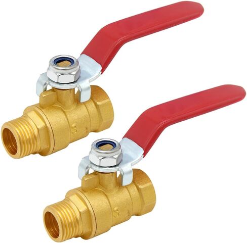 2PCS نحاس 1/4 بوصة صمام كرة NPT 1/4 "NPT أنثى إلى 1/4" NPT ذكور صمام مصغرة مع مقبض التشغيل أنابيب ملولبة للمياه/الزيت/الغاز in Kuwait