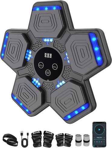 آلة الملاكمة للموسيقى للأطفال البالغين ، معدات تدريب ذكية بلوتوث مع 4 قفازات ، ألعاب مثبتة على الحائط ، آلة التمارين الرياضية للتدريب الرشيق ، تخفيف الإجهاد in Kuwait