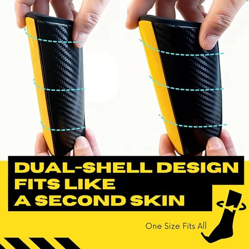 Pro Carbon Fiber Soccer Shin Guards, One Size Fits All, Dual Shell Design with 24000MPa Tensile Strength, Portable Carrying Case in Kuwait