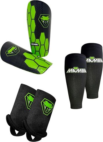 مجموعة مامبا ألتيميت شين جارد، 3 في 1 | وسادات للساق لكرة القدم، وواقيات للكاحل وأكمام ضاغطة للحماية والراحة | الأطفال/الكبار in Kuwait