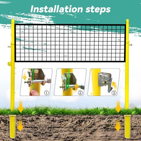 Volleyball Poles for Backyard,Adjustable Volleyball & Badminton Net Pole Set with Ground Inserted Steel Base,Professional Badminton Net Pole with Adjustable Height for Indoor Gym Outdoor Park School in Saudi Arabia