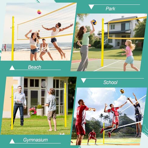 Volleyball Poles for Backyard,Adjustable Volleyball & Badminton Net Pole Set with Ground Inserted Steel Base,Professional Badminton Net Pole with Adjustable Height for Indoor Gym Outdoor Park School in Saudi Arabia