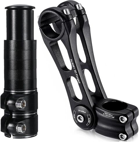 رافعة جذع الدراجة وجذع الدراجة القابل للتعديل، موسع مقود جذع الدراجة العالمي 31.8 مم، متوافق مع جذع شوكة الدراجة 28.6 مم، ± 80 درجة زاوية تعديل المقود لدراجة الطريق الجبلية BMX MTB in Kuwait