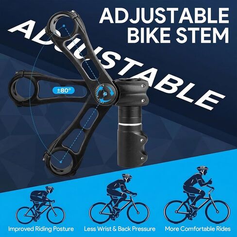 رافعة جذع الدراجة وجذع الدراجة القابل للتعديل، موسع مقود جذع الدراجة العالمي 31.8 مم، متوافق مع جذع شوكة الدراجة 28.6 مم، ± 80 درجة زاوية تعديل المقود لدراجة الطريق الجبلية BMX MTB in Kuwait