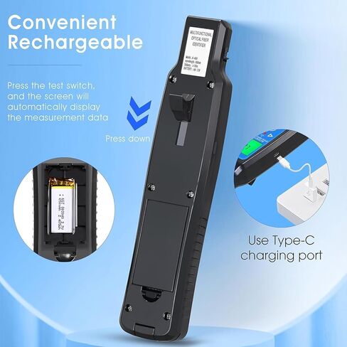 Rechargeable Live Fiber Optic identifier A-40A 800~1700nm wavelength Response Range,for 0.25 0.9 2.0 3.0mm, Single/Multi-Mode Universal, with LED Function and 1 FC-LC Adapter in Kuwait