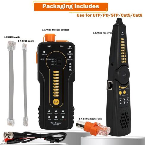 Digital Wire Tracer Tone Generator and Probe kit, Network Cable Continuity Tester for Ethernet, Telephone, Video, Coax, Speaker and Data Cables RJ11 RJ12 RJ45 in Kuwait