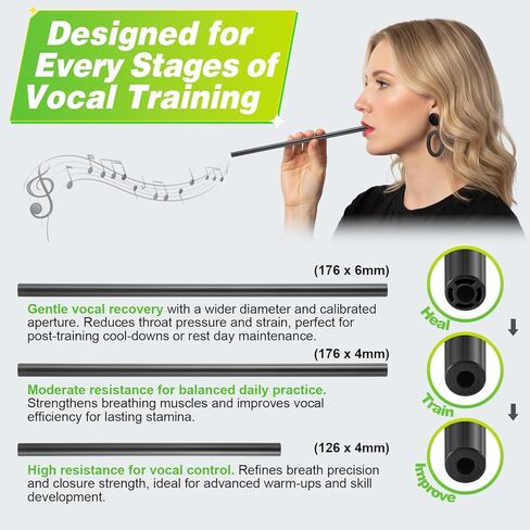 Straw Tool for Vocal Training and Healing Aid, Stainless Steel Vocal Trainer for Voice Exercises, Portable & Durable Voice Trainer for Singers, Speakers, Coaches in Kuwait
