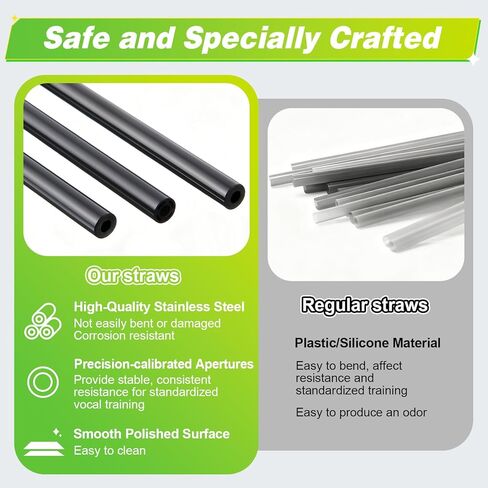 Straw Tool for Vocal Training and Healing Aid, Stainless Steel Vocal Trainer for Voice Exercises, Portable & Durable Voice Trainer for Singers, Speakers, Coaches in Kuwait