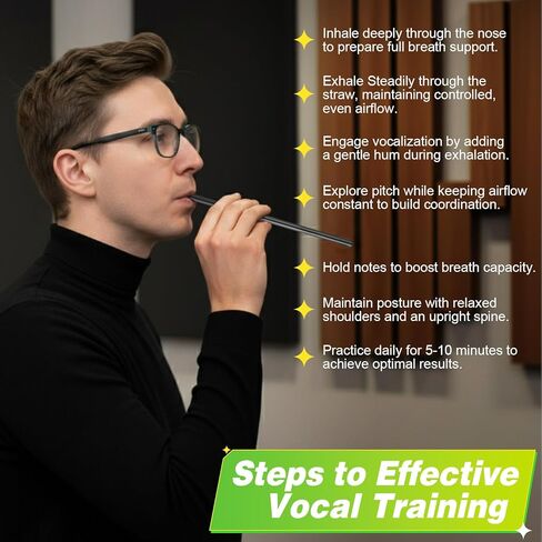 Straw Tool for Vocal Training and Healing Aid, Stainless Steel Vocal Trainer for Voice Exercises, Portable & Durable Voice Trainer for Singers, Speakers, Coaches in Kuwait