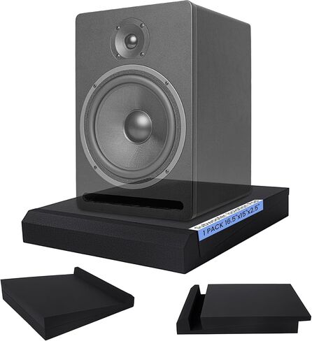 MABOZOO Speaker Isolation Pads, Foam Studio Monitor Isolation Pads for 8-10 Inch Monitors, Acoustic Noise Reduction Riser Platform for Studio Monitor, Subwoofer, Loudspeaker, 16.5"x15"x2.5", Black in Kuwait