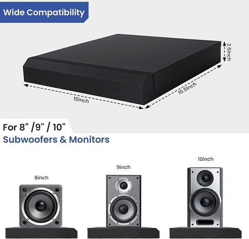 MABOZOO Speaker Isolation Pads, Foam Studio Monitor Isolation Pads for 8-10 Inch Monitors, Acoustic Noise Reduction Riser Platform for Studio Monitor, Subwoofer, Loudspeaker, 16.5"x15"x2.5", Black in Kuwait