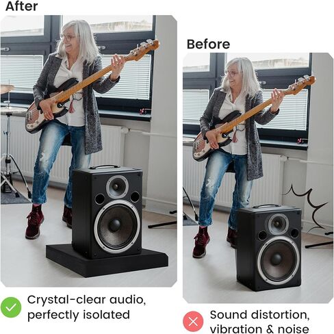 MABOZOO Speaker Isolation Pads, Foam Studio Monitor Isolation Pads for 8-10 Inch Monitors, Acoustic Noise Reduction Riser Platform for Studio Monitor, Subwoofer, Loudspeaker, 16.5"x15"x2.5", Black in Kuwait