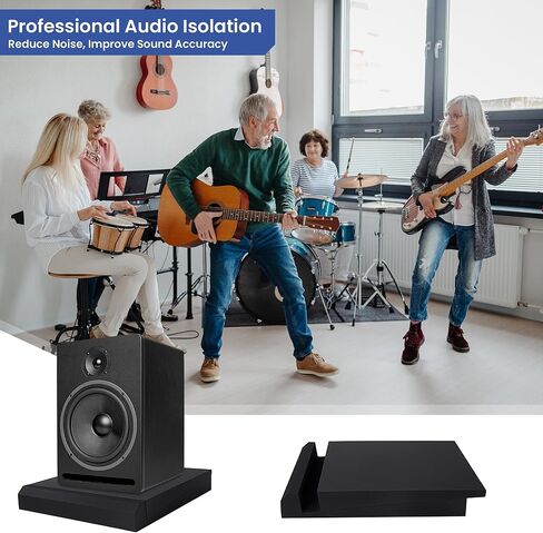 MABOZOO Speaker Isolation Pads, Foam Studio Monitor Isolation Pads for 8-10 Inch Monitors, Acoustic Noise Reduction Riser Platform for Studio Monitor, Subwoofer, Loudspeaker, 16.5"x15"x2.5", Black in Kuwait