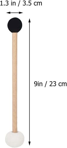 2Pcs Double-Ended Felt Rubber Drum Mallet with Wood Handle Versatile Percussion Stick for Bass Drum Timpani and Meditation Music in Kuwait