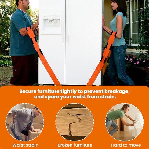 Moving Straps for Lifting Furniture, 2-Person Lifting Straps Moving up to 850LBS, Wide Design 3.15in for Appliances, Mattresses，Furniture，with Cotton Gloves & Storage Bag in Kuwait