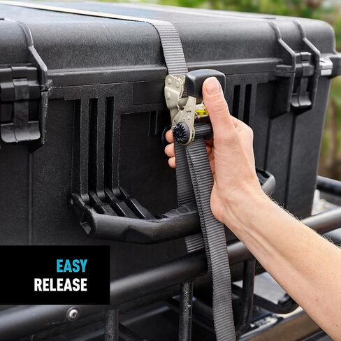 Nite Ize CamJam HookLock Ratchet Strap System - Adjustable, Heavy-Duty Tie Down Straps - Cargo Attachment with Spring-Actuated Hooks - Includes Ratchets, Hooks, Webbing & Storage - Small (2 Pack) in Kuwait