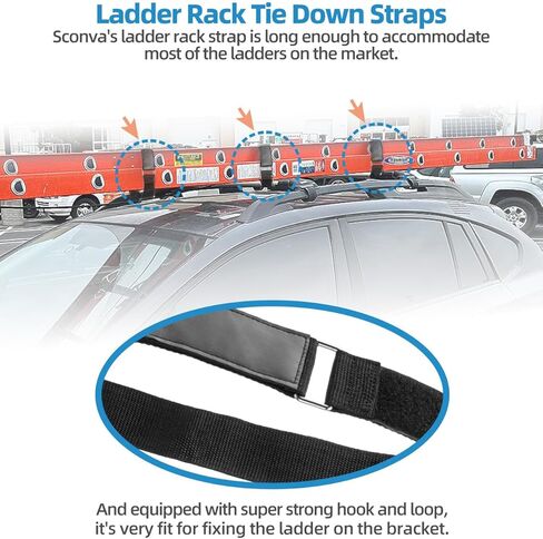 6 Pcs Reusable Ladder Straps, Ladder Rack Tie Down Straps with Nylon Hook & Loop, Adjustable Ladder Strap for Trucks, Van, SUV, RV, Home, Garage, Passenger Car or Boat (33'' x 2'') in Kuwait